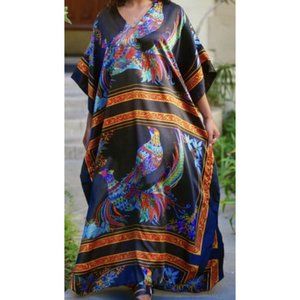 Winlar Multolicolored Long V Neck Women's Kaftan Dress One Size Fits Most